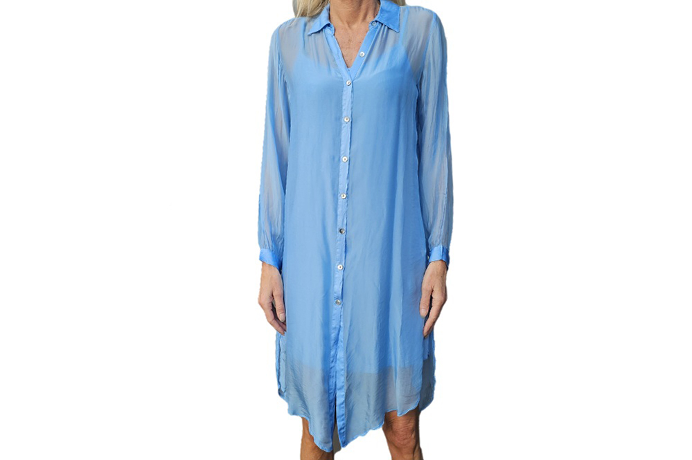 Silk Dress 12422 Blue Moretti Milano